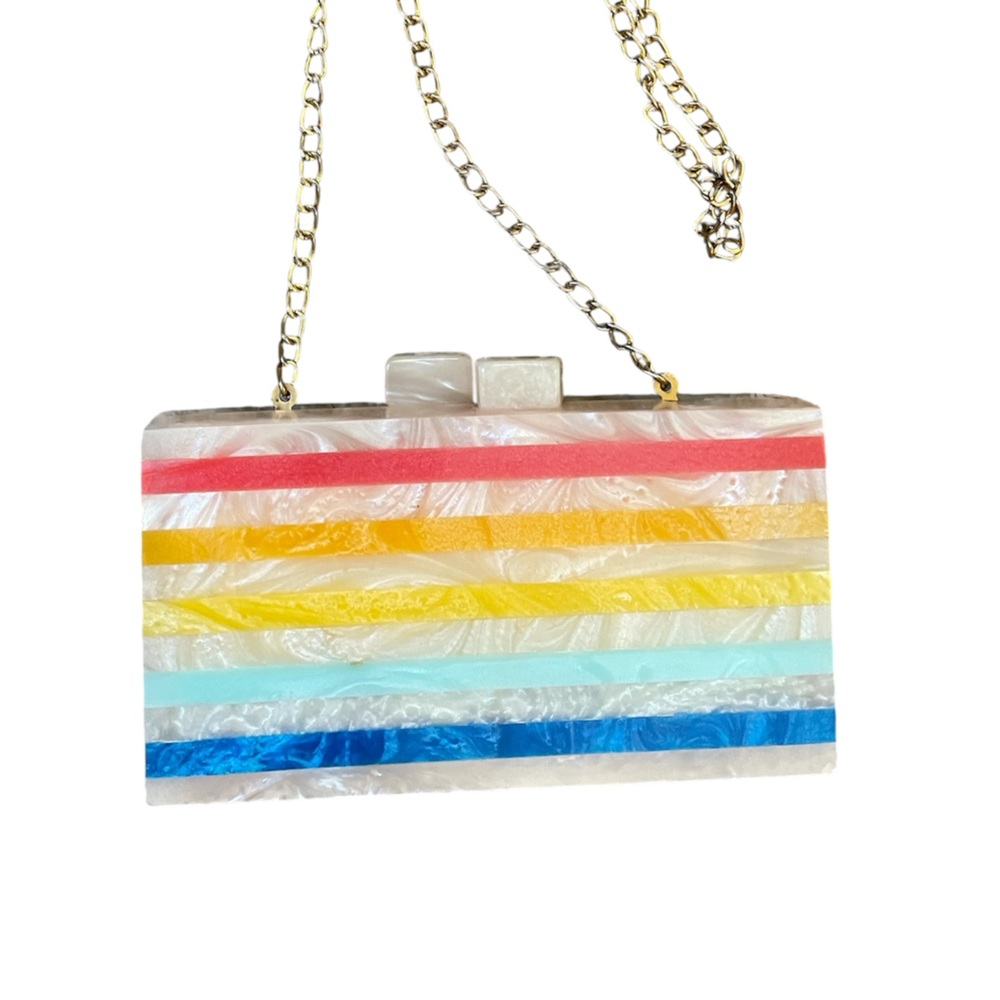 ✨5 for $15✨ Lulu Rainbow Stripe Acrylic Crossbody Hard Side Purse